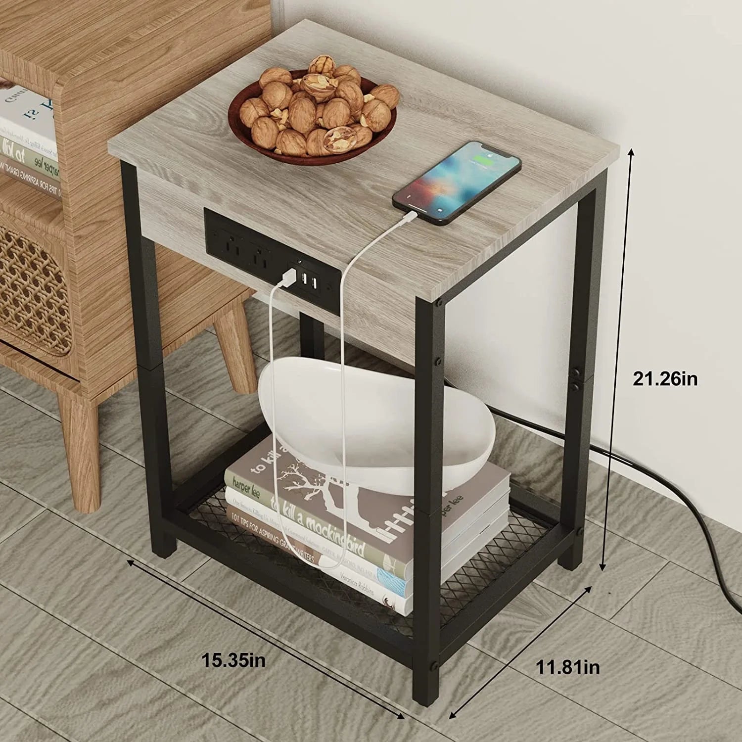 Modern Nightstand Set with USB Ports