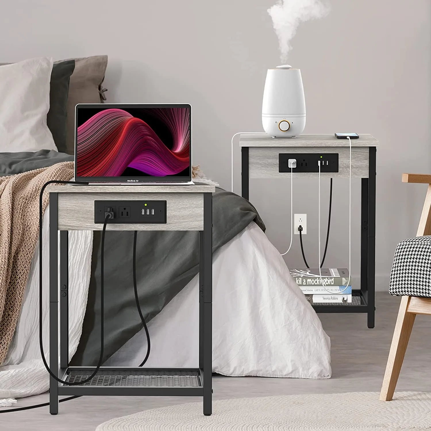 Modern Nightstand Set with USB Ports