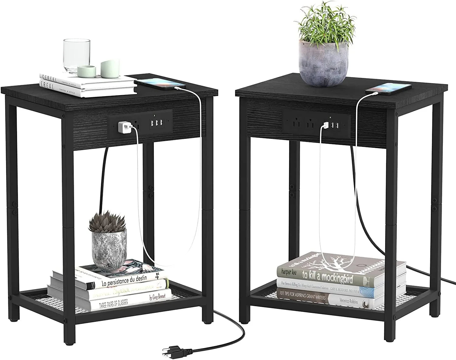 Modern Nightstand Set with USB Ports