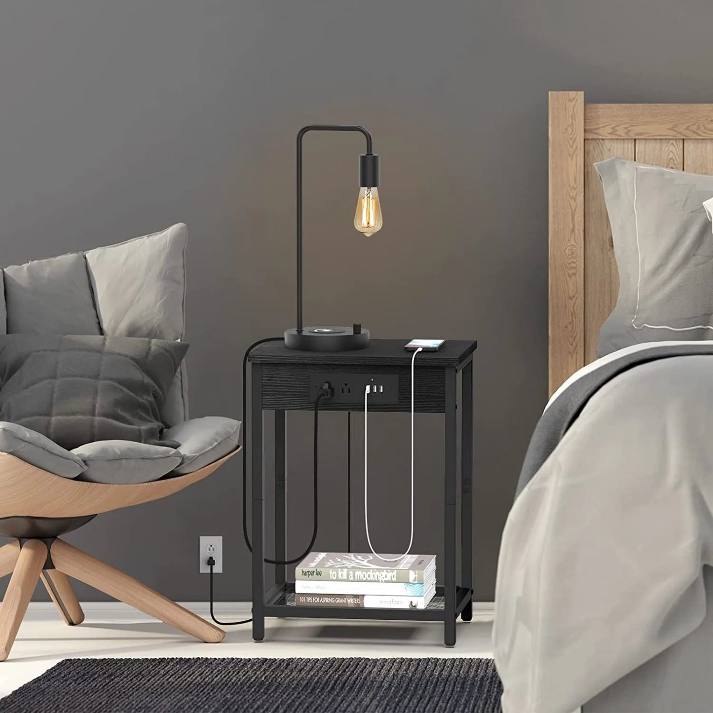 Modern Nightstand Set with USB Ports