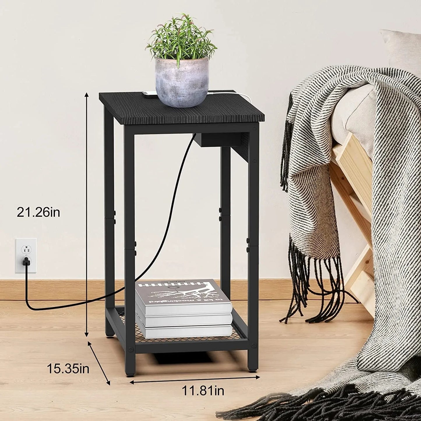 Modern Nightstand Set with USB Ports