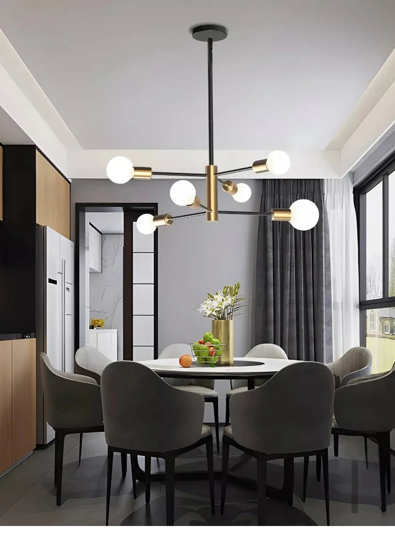 Modern Nordic Black Sputnik Chandelier