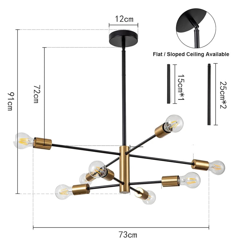 Modern Nordic Black Sputnik Chandelier