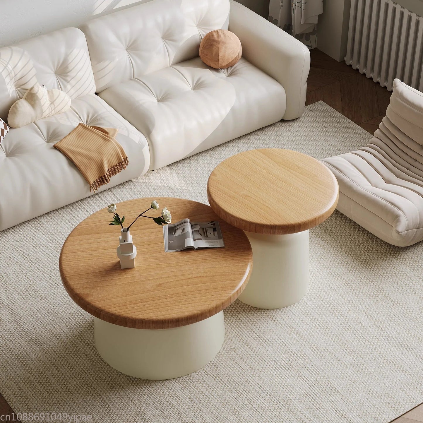 Modern Oak Round Coffee Table