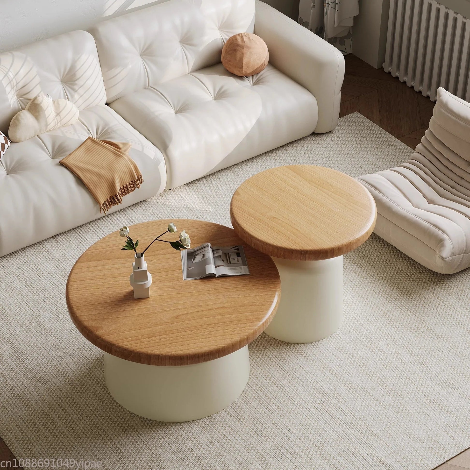 Modern Oak Round Coffee Table