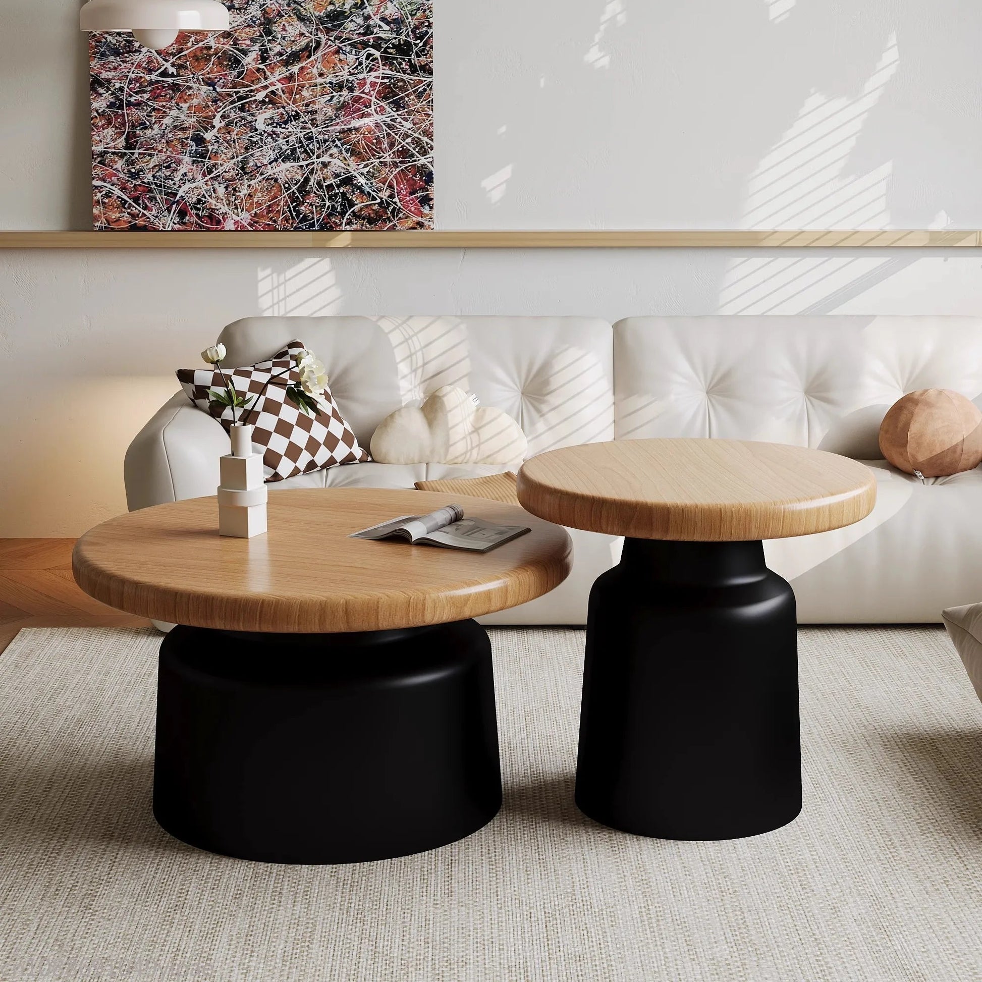 Modern Oak Round Coffee Table