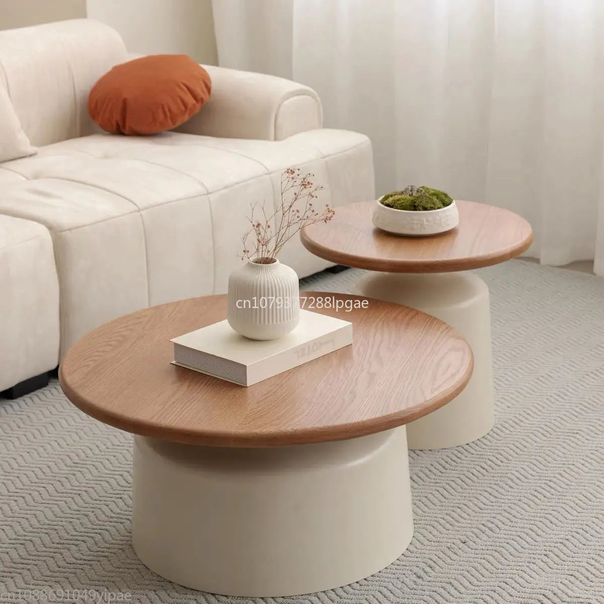 Modern Oak Round Coffee Table