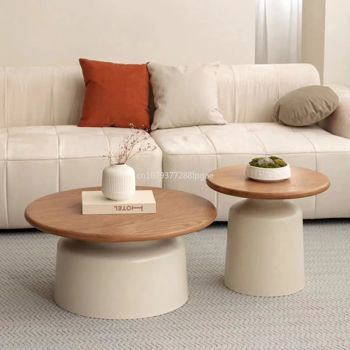 Modern Oak Round Coffee Table