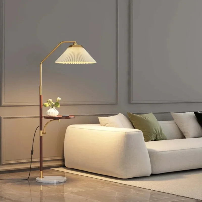 Modern Pleated Floor Lamp with Tray