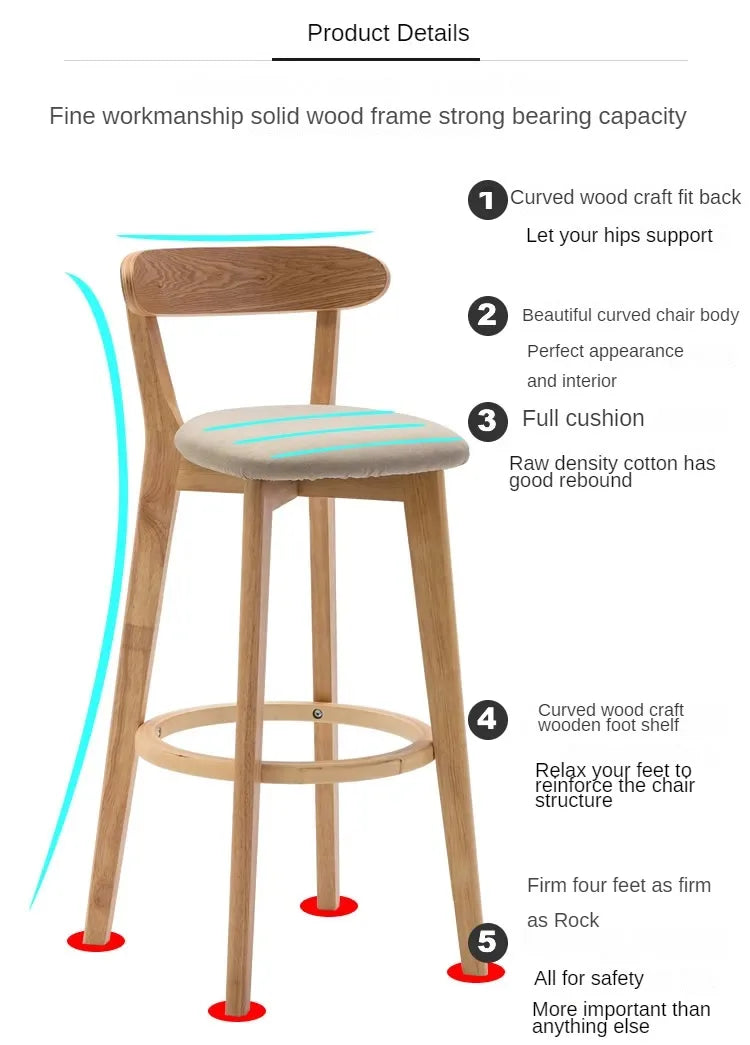 Modern Solid Wood Bar Stools