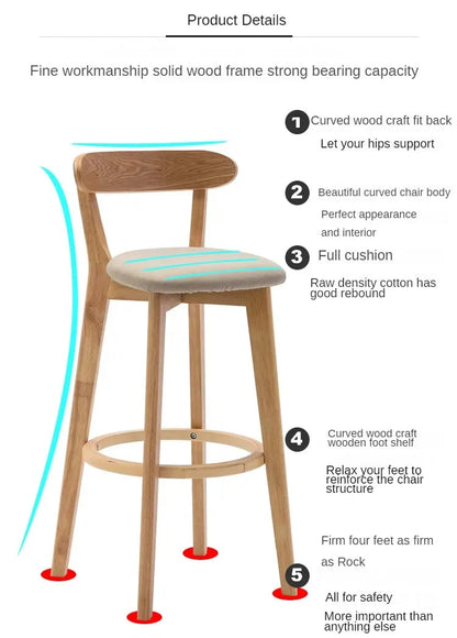 Modern Solid Wood Bar Stools