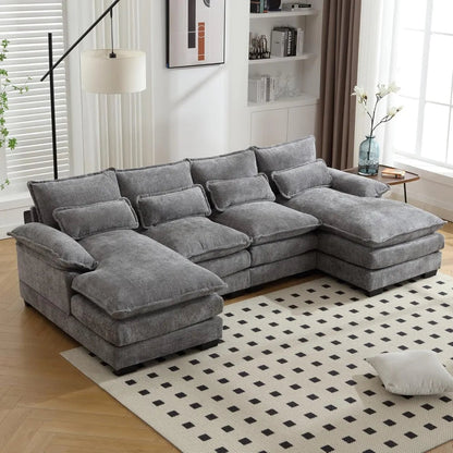 Modern U-Shaped Chenille Sectional Sofa