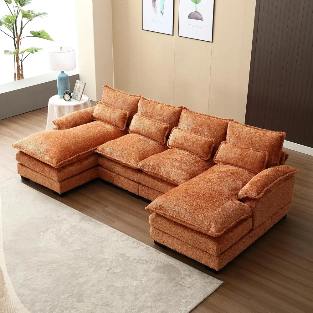 Modern U-Shaped Chenille Sectional Sofa