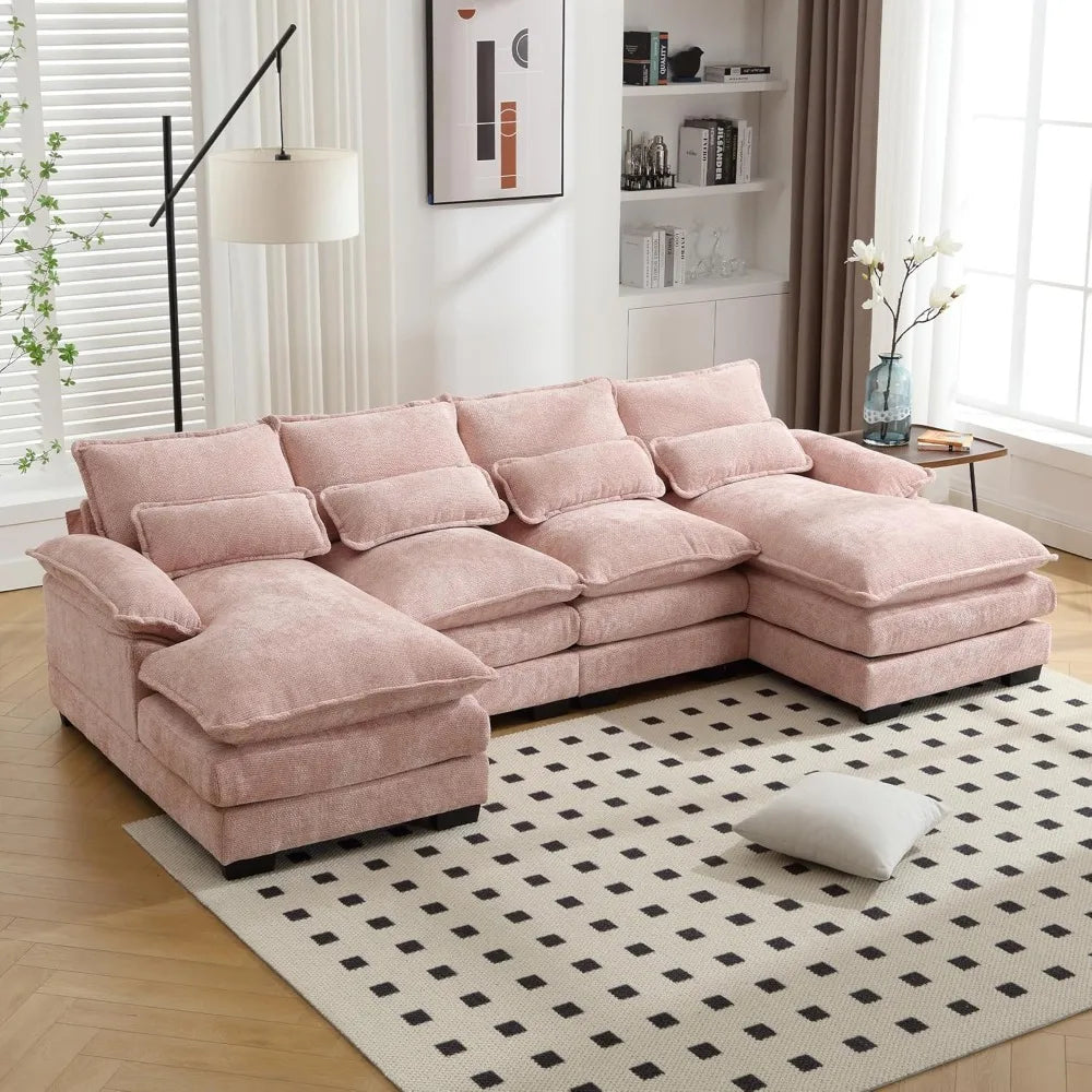 Modern U-Shaped Chenille Sectional Sofa