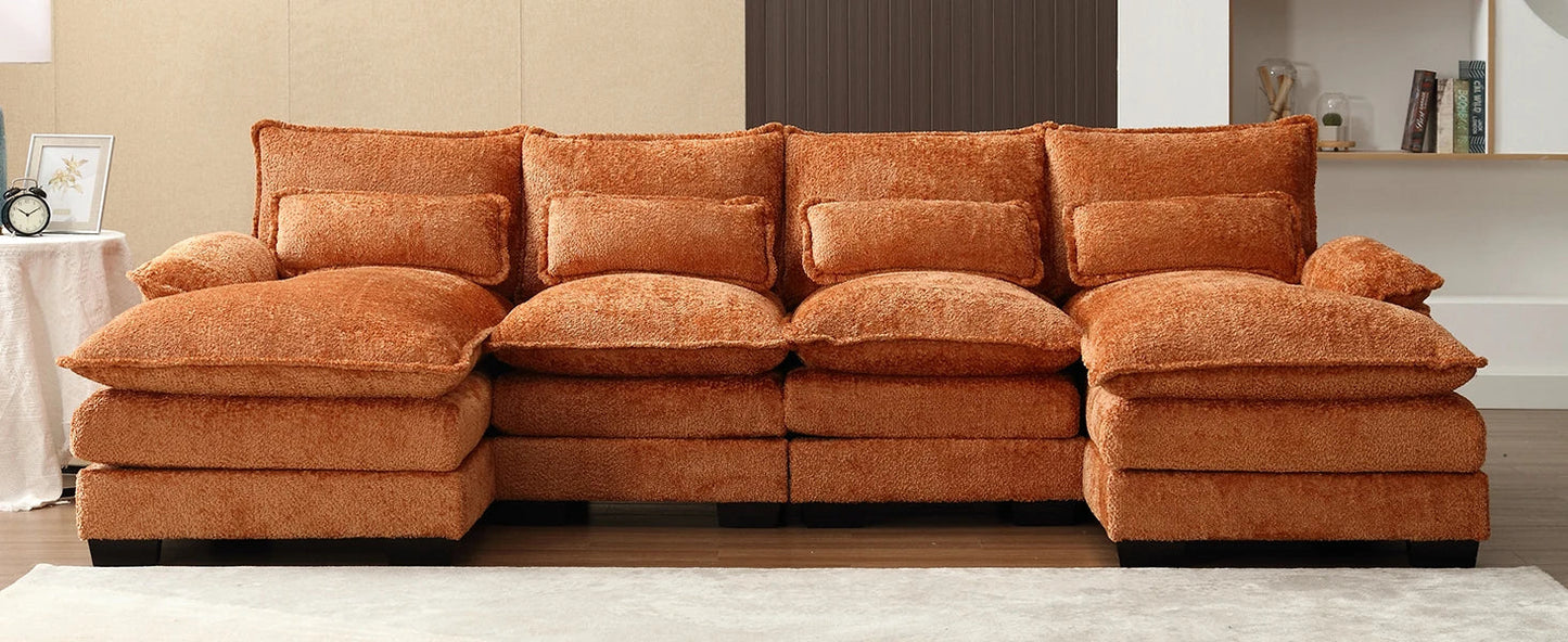 Modern U-Shaped Chenille Sectional Sofa