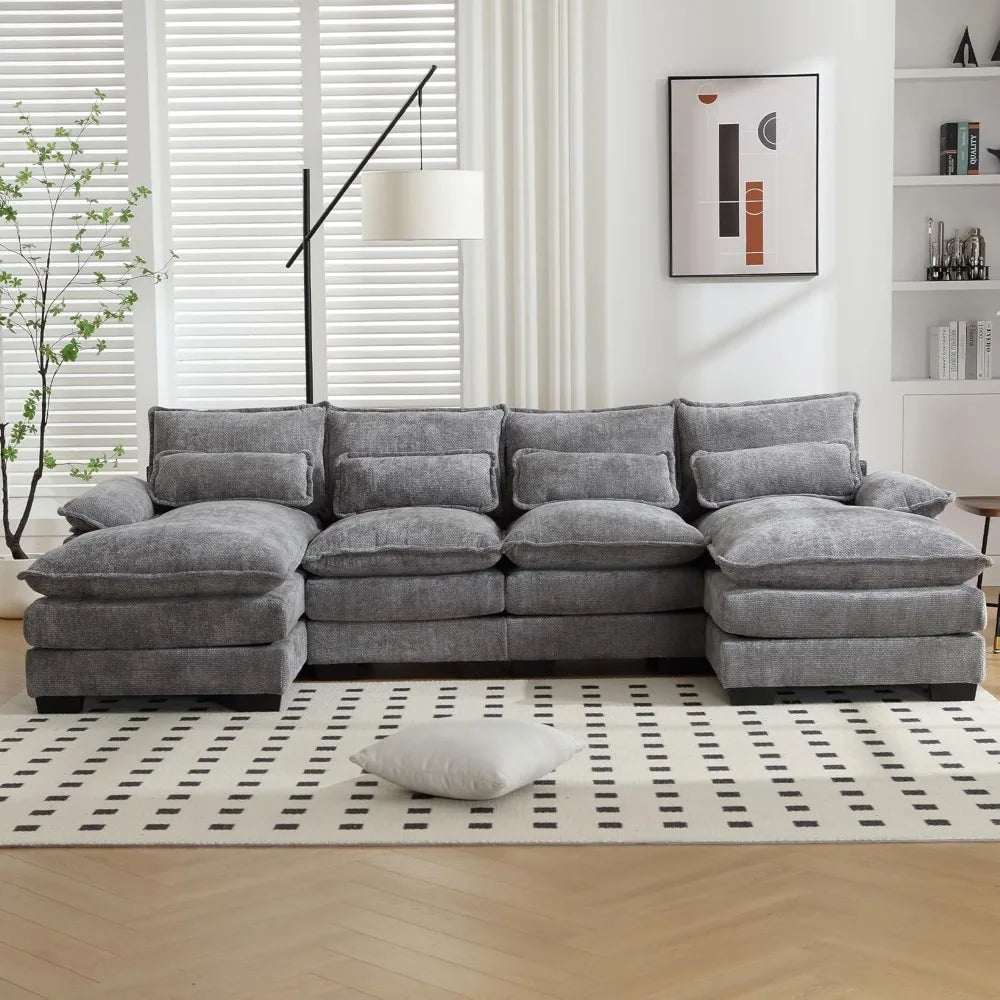 Modern U-Shaped Chenille Sectional Sofa