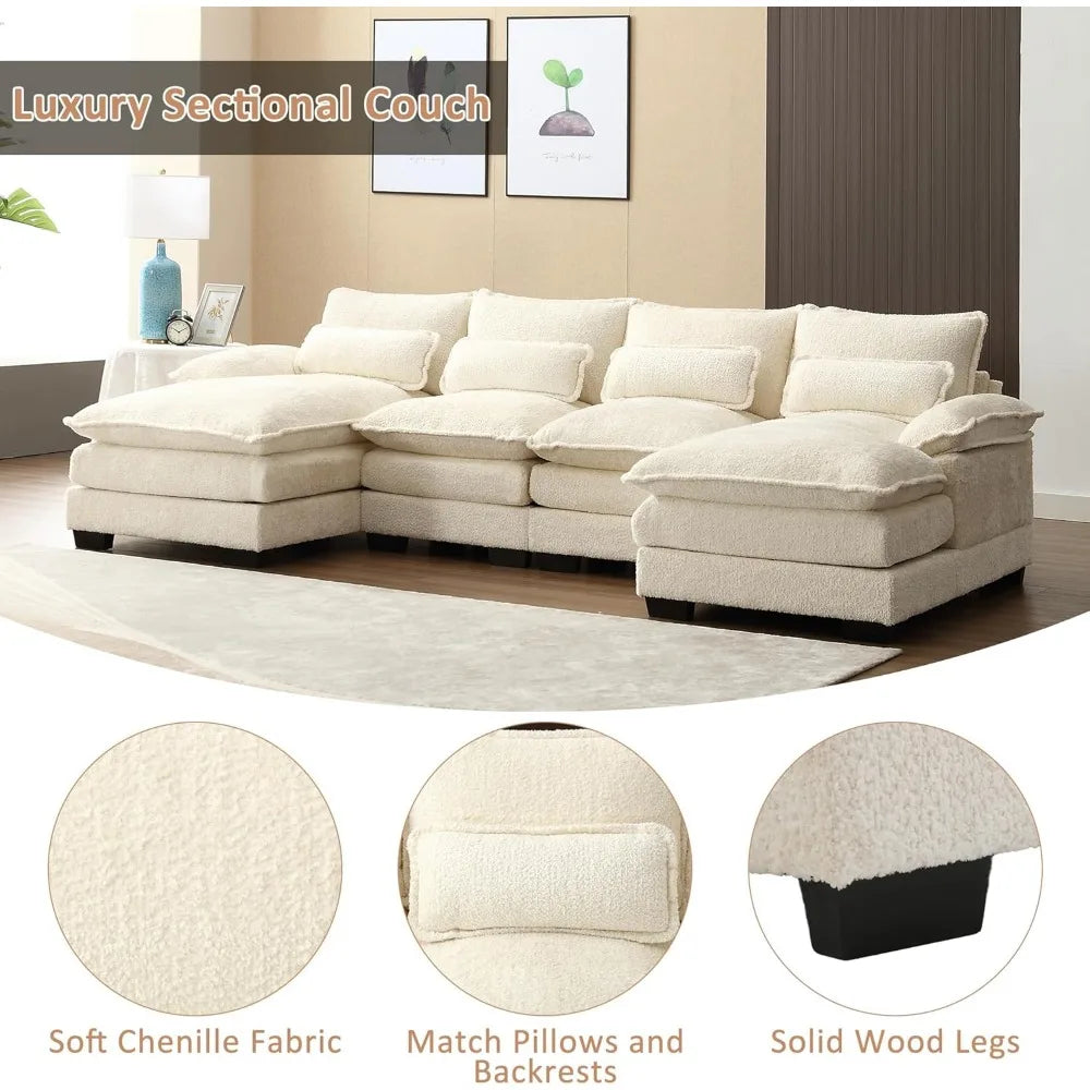 Modern U-Shaped Chenille Sectional Sofa