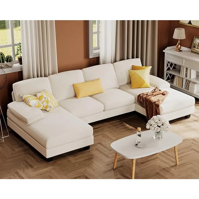 Modern U-Shaped Fabric Sectional Sofa