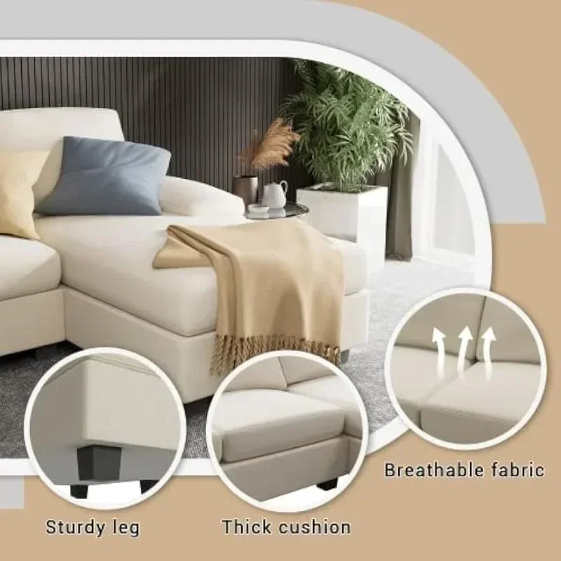 Modern U-Shaped Fabric Sectional Sofa