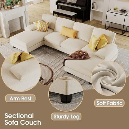 Modern U-Shaped Fabric Sectional Sofa