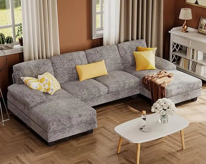 Modern U-Shaped Fabric Sectional Sofa