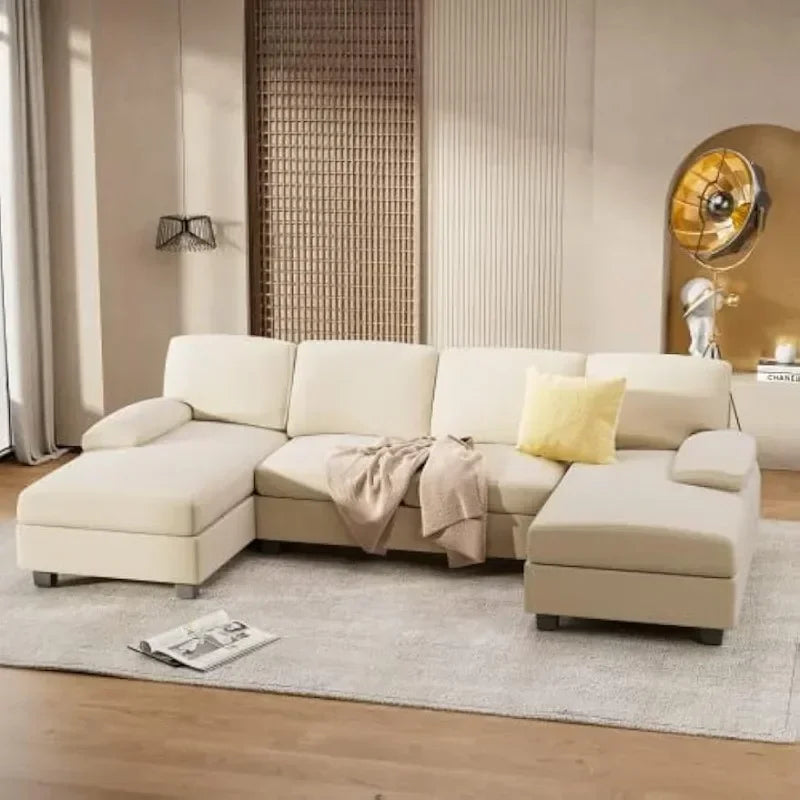 Modern U-Shaped Fabric Sectional Sofa