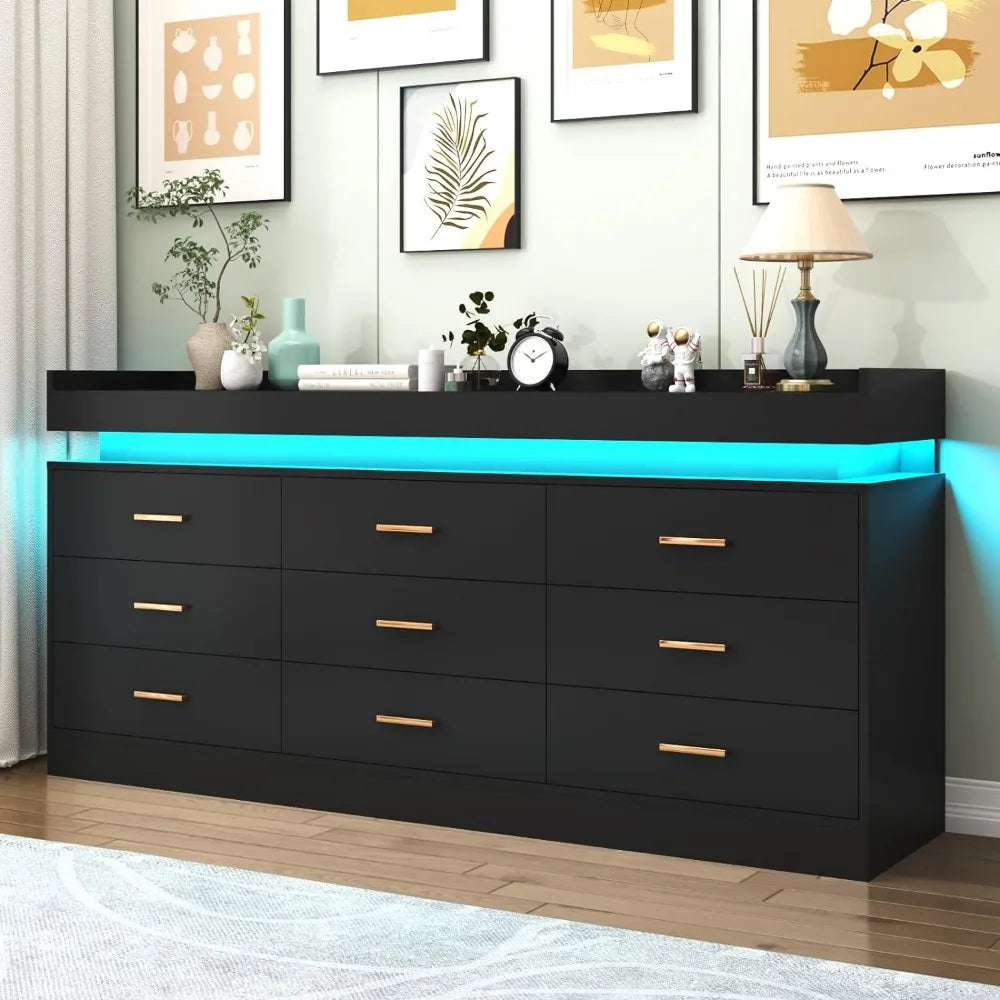 Modern White 9 Drawer Dresser