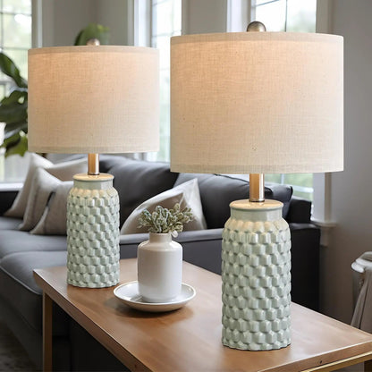 Modern White Ceramic Table Lamp Set