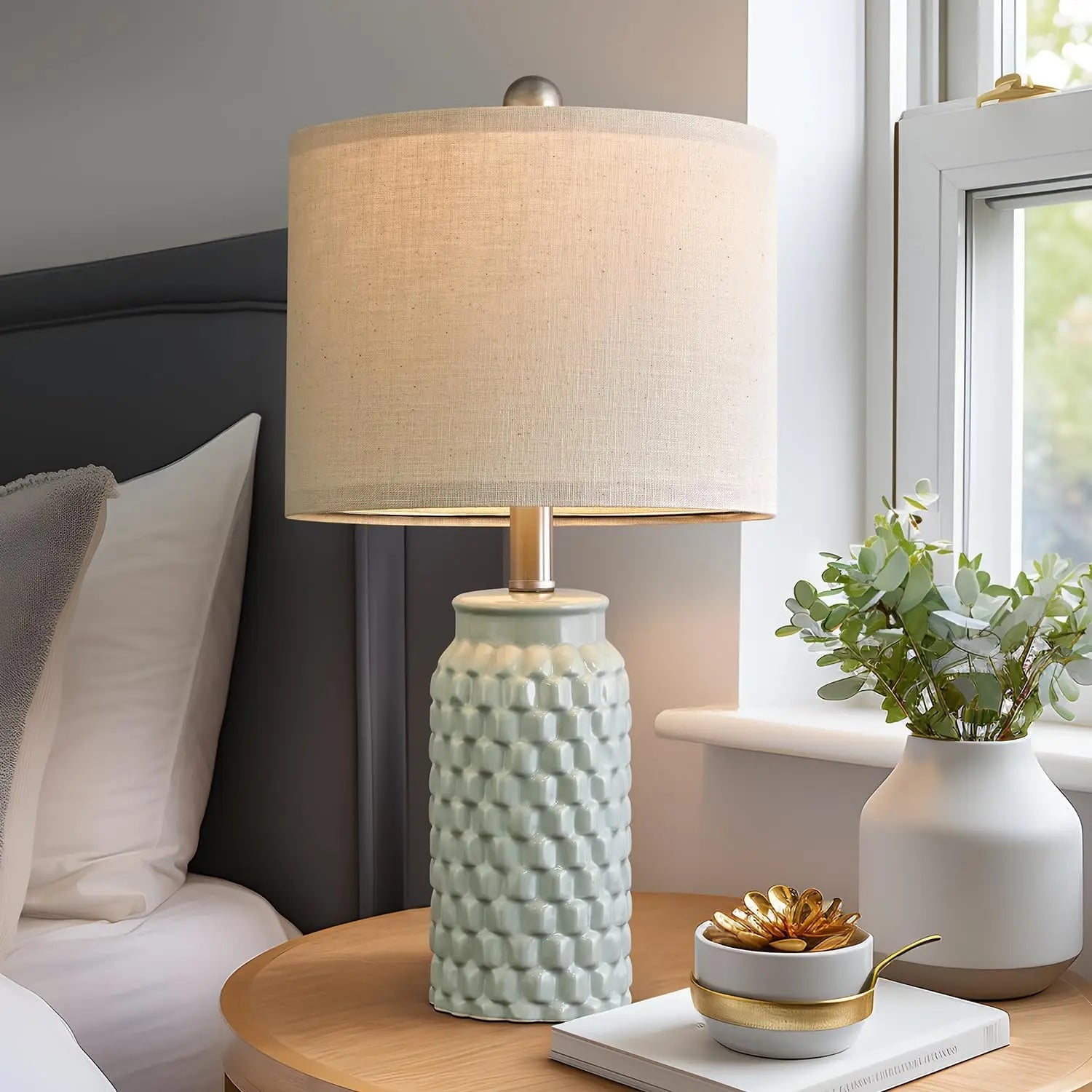 Modern White Ceramic Table Lamp Set