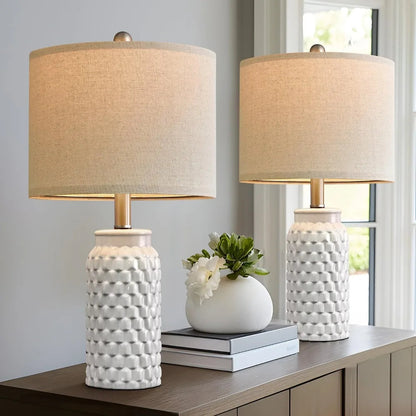 Modern White Ceramic Table Lamp Set