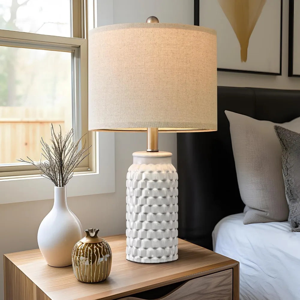 Modern White Ceramic Table Lamp Set