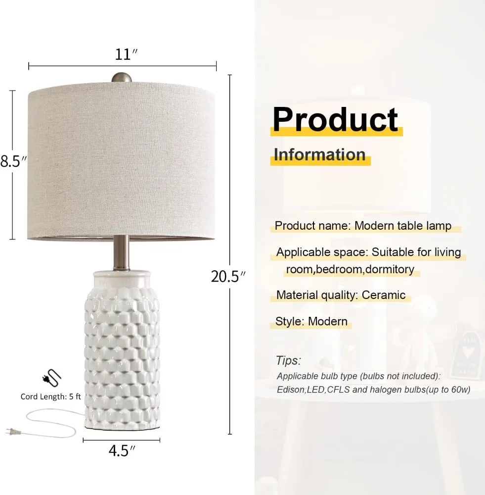 Modern White Ceramic Table Lamp Set