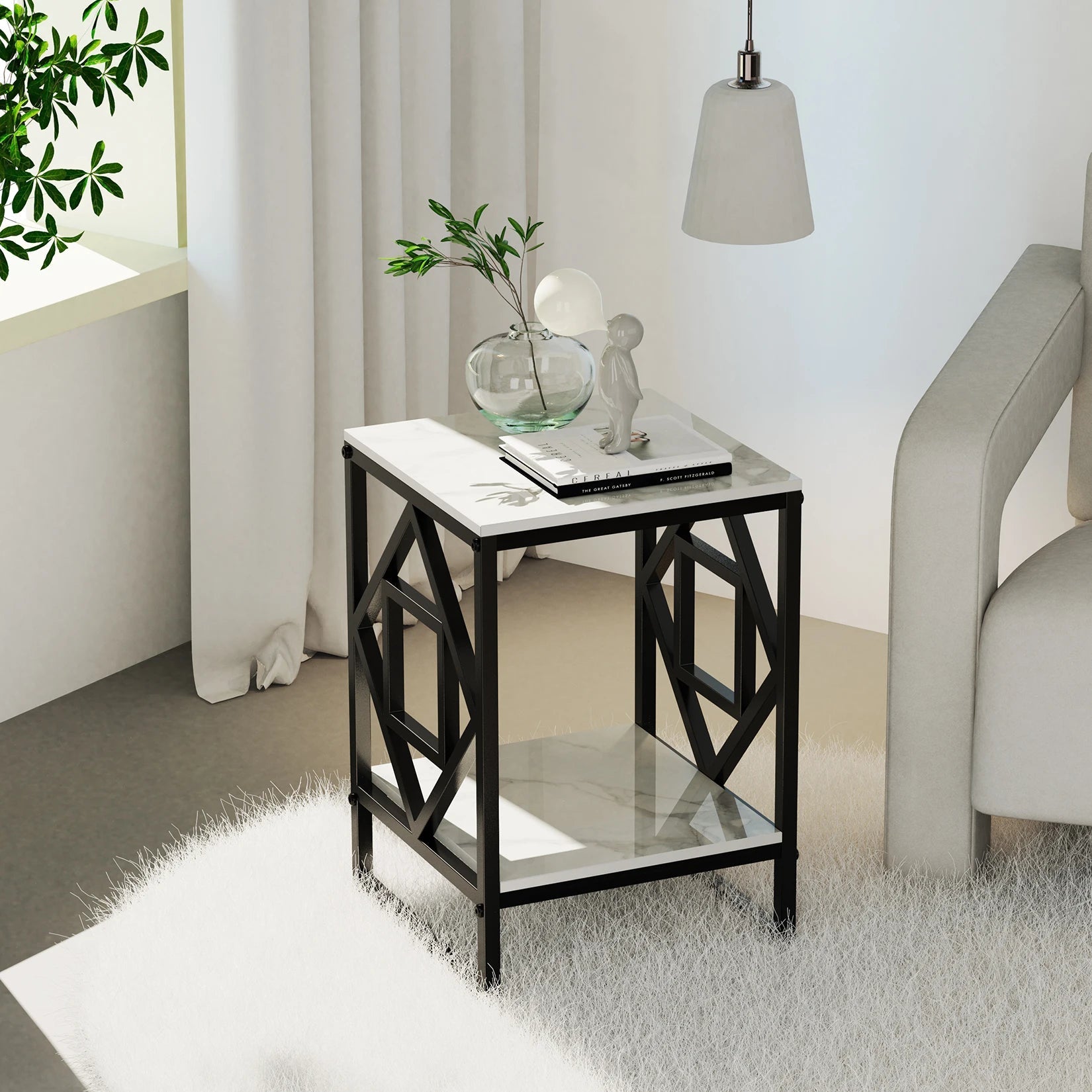 Modern White Marble Side Table