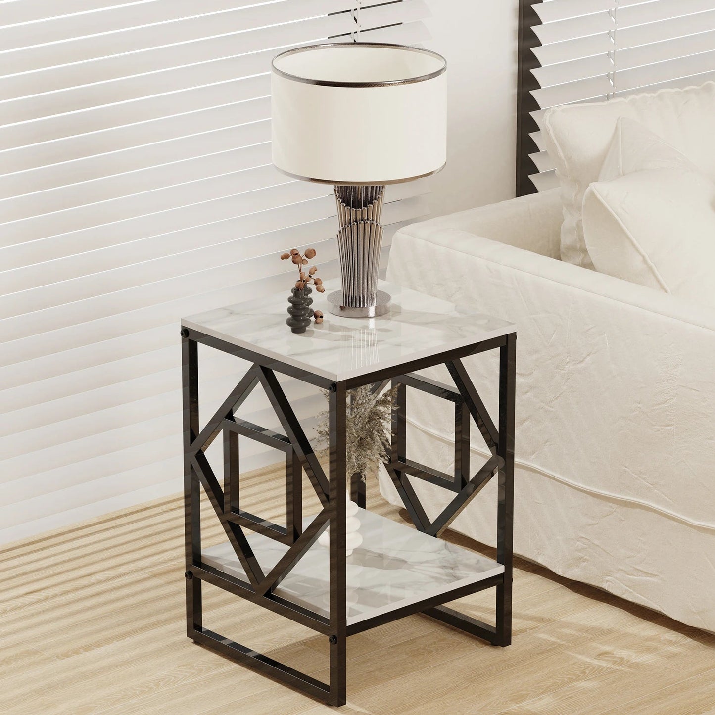 Modern White Marble Side Table