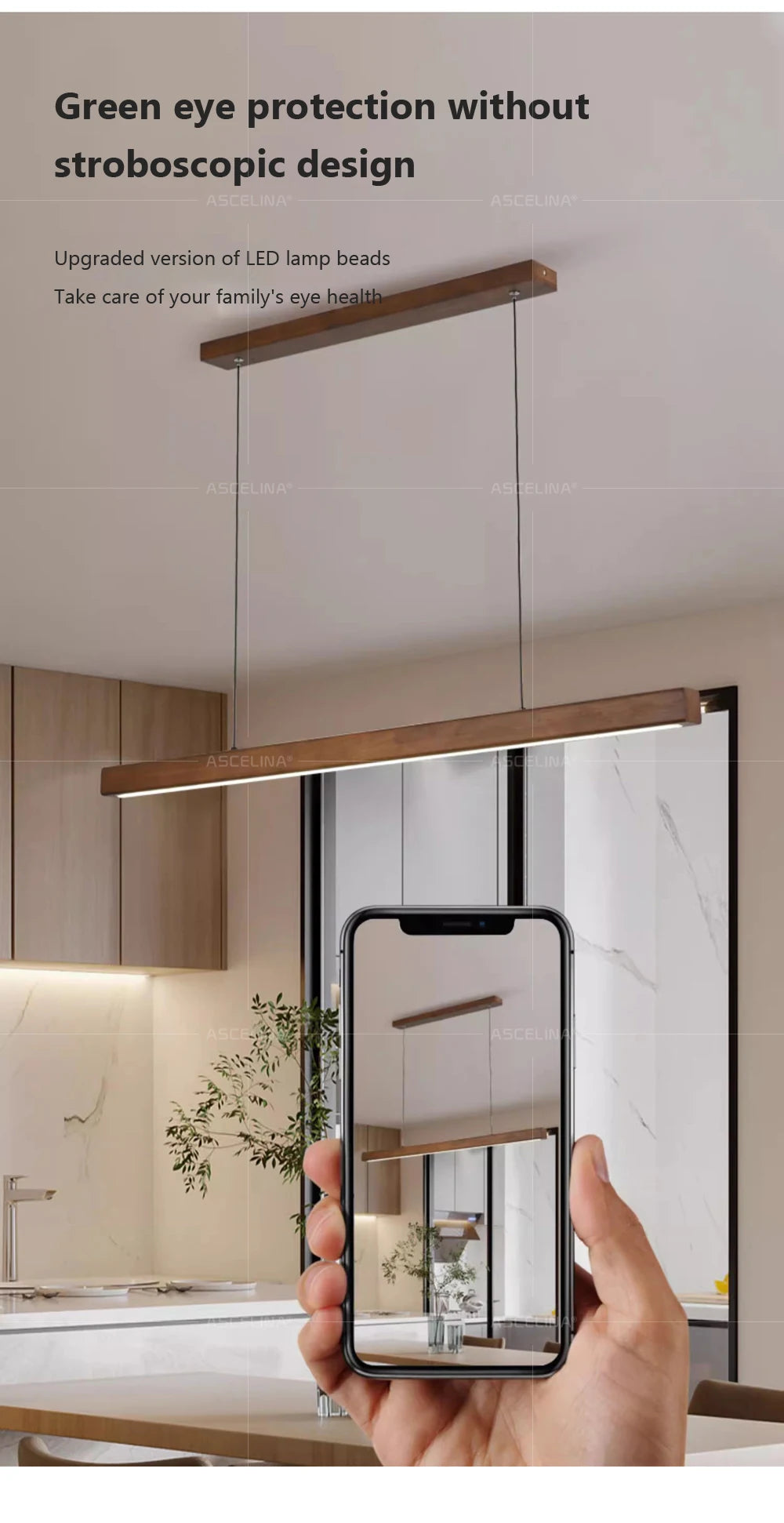 Modern Wood LED Pendant Chandelier