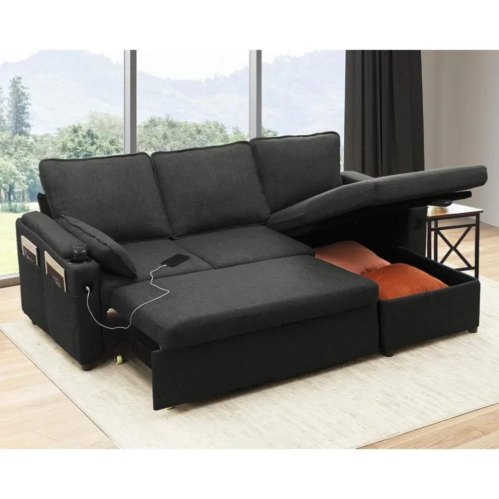 Modular Pull-Out Sofa Bed, Grey