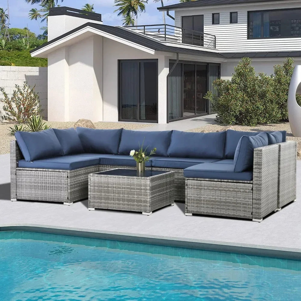 Modular Wicker Patio Sofa Set