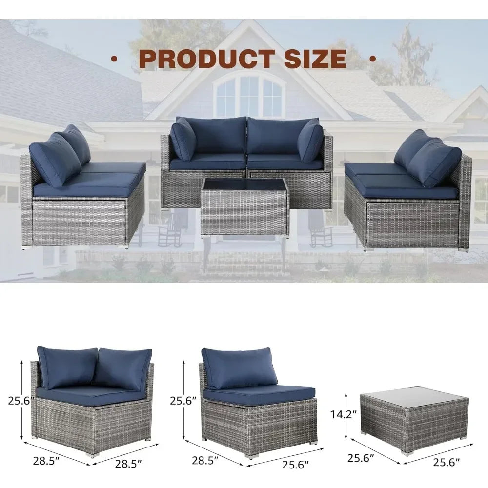 Modular Wicker Patio Sofa Set