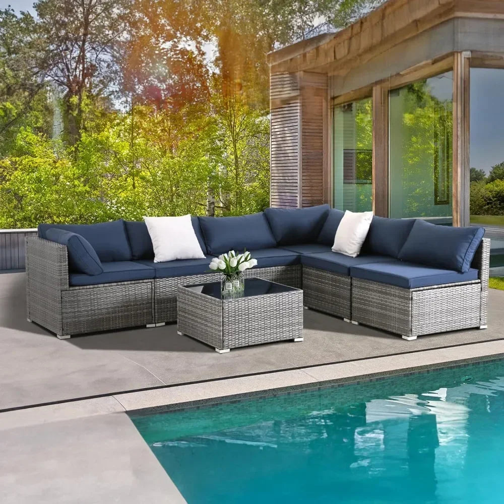 Modular Wicker Patio Sofa Set