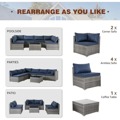 Modular Wicker Patio Sofa Set