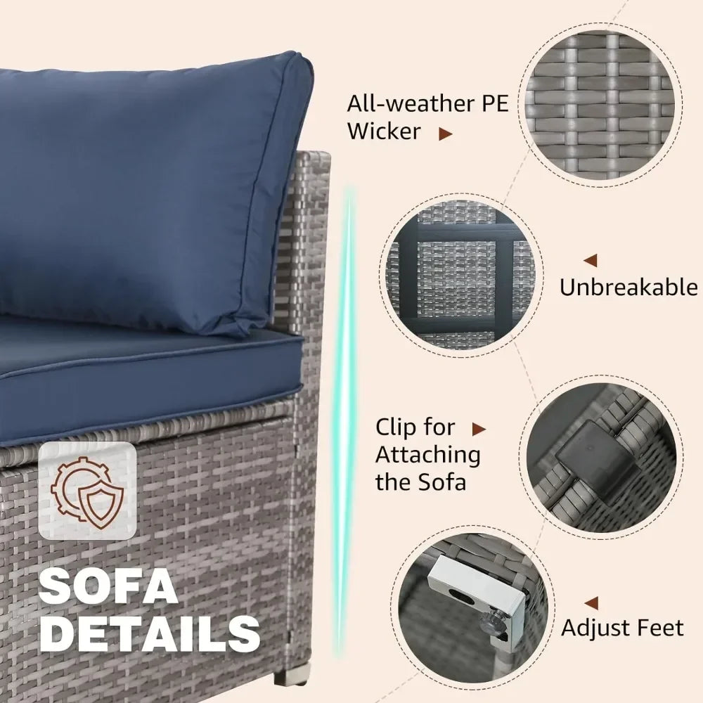 Modular Wicker Patio Sofa Set