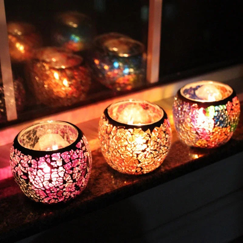 Mosaic Glass Tealight Candlestick