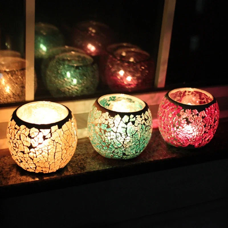 Mosaic Glass Tealight Candlestick