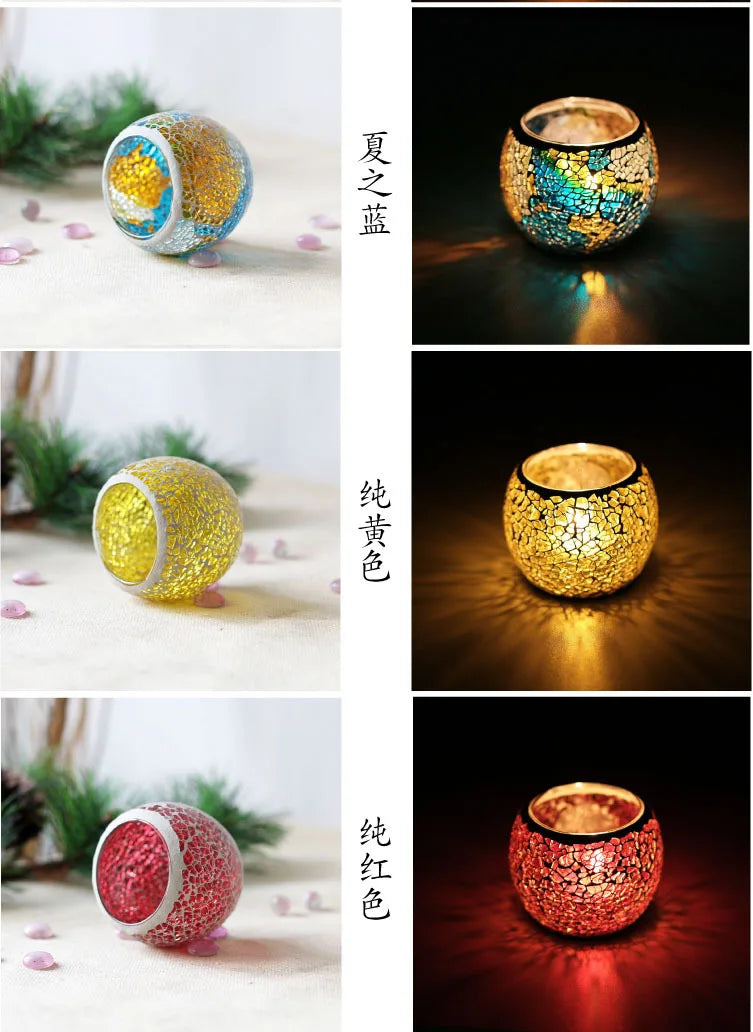 Mosaic Glass Tealight Candlestick