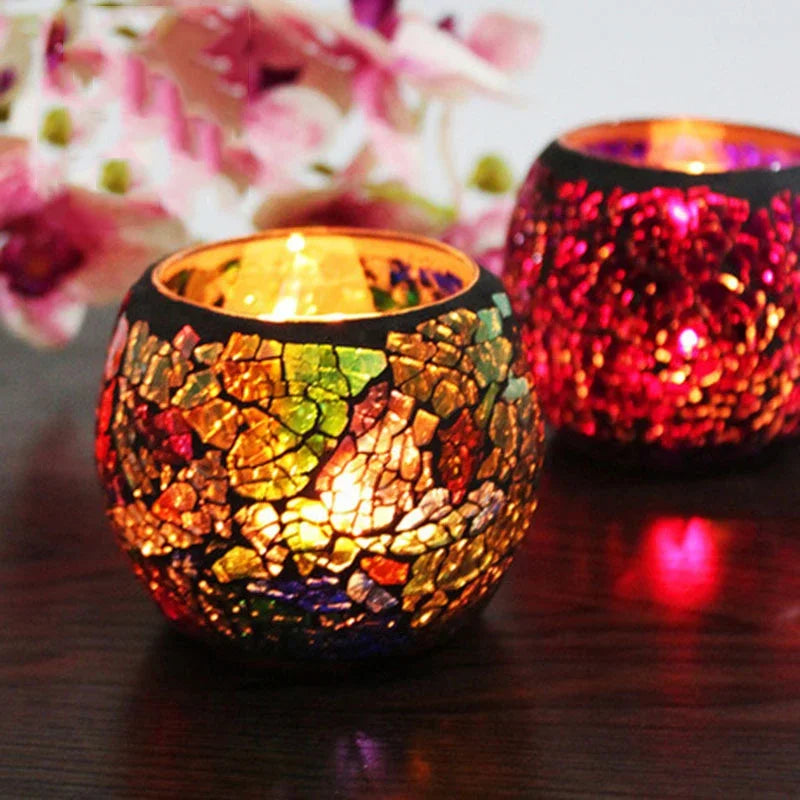 Mosaic Glass Tealight Candlestick