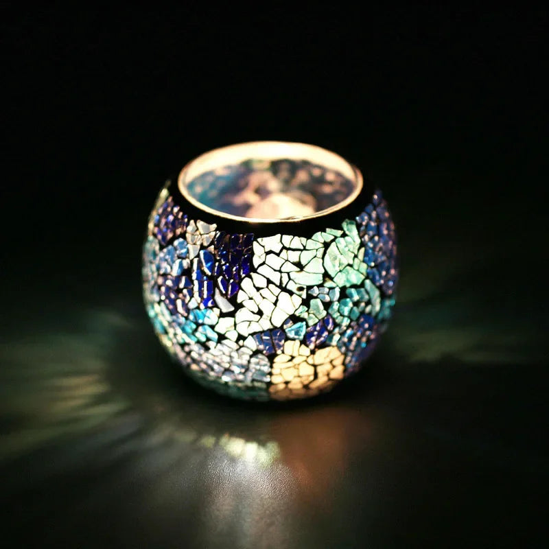 Mosaic Glass Tealight Candlestick