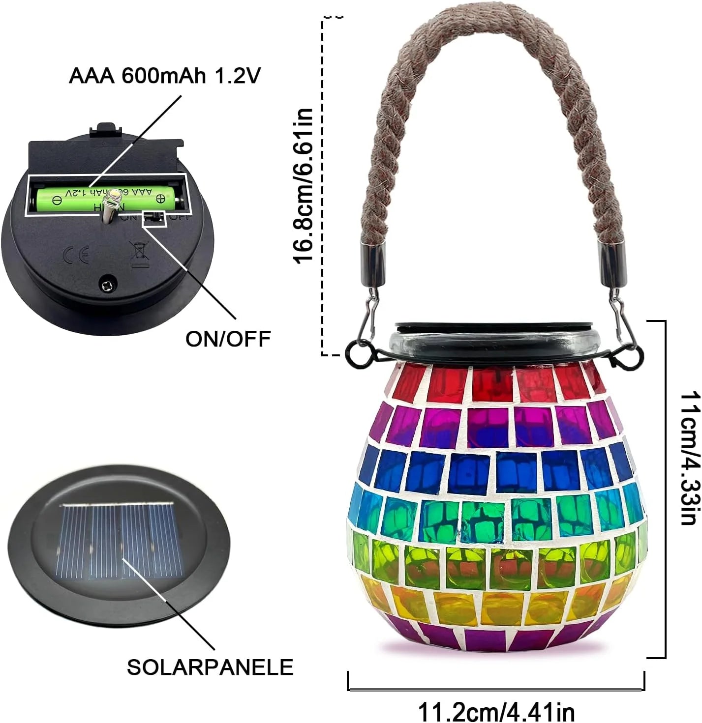 Mosaic Solar Lantern Garden Light