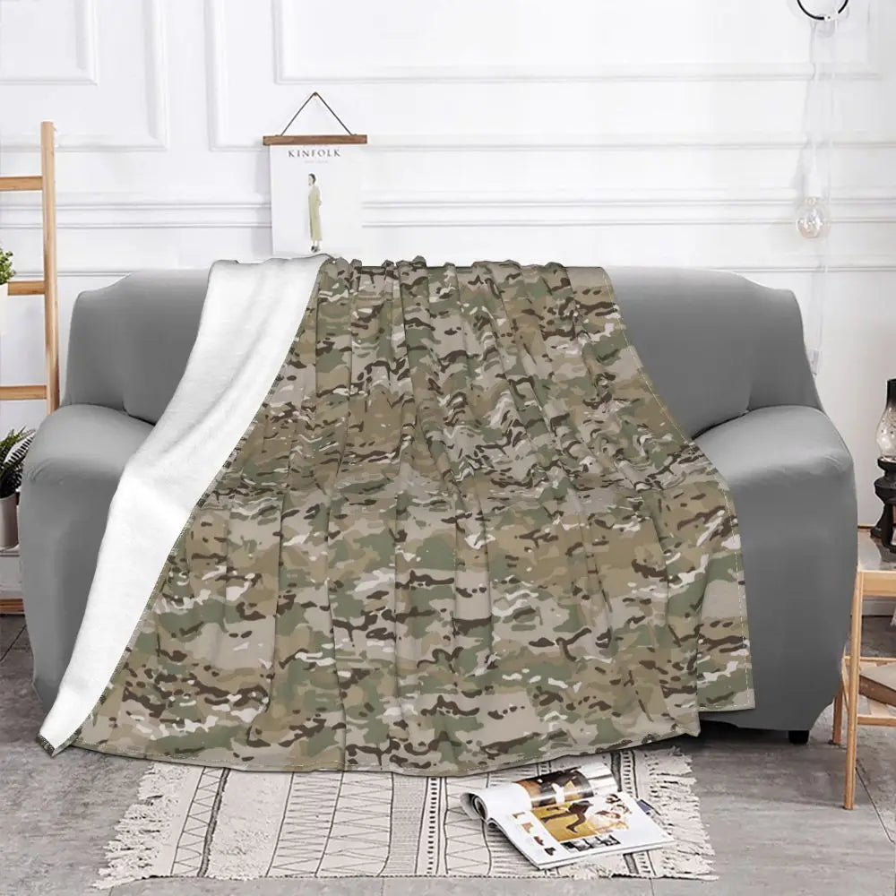 Multicam Velvet Camouflage Throw Blanket