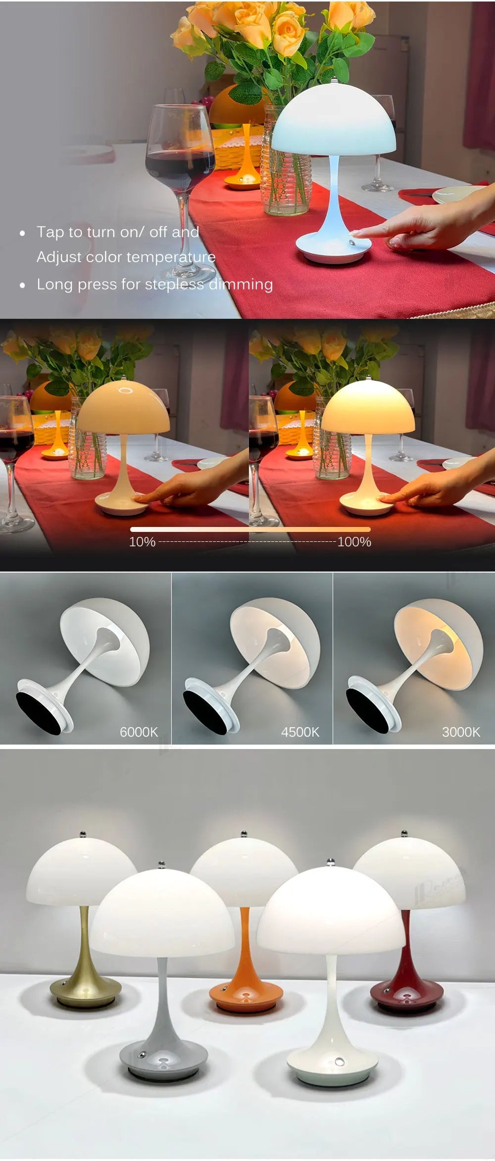 Mushroom Rechargeable LED Table Lamp