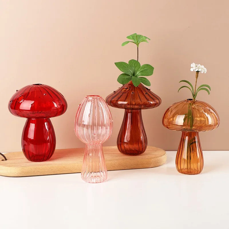 Mushroom Shaped Glass Vase - Vibrant